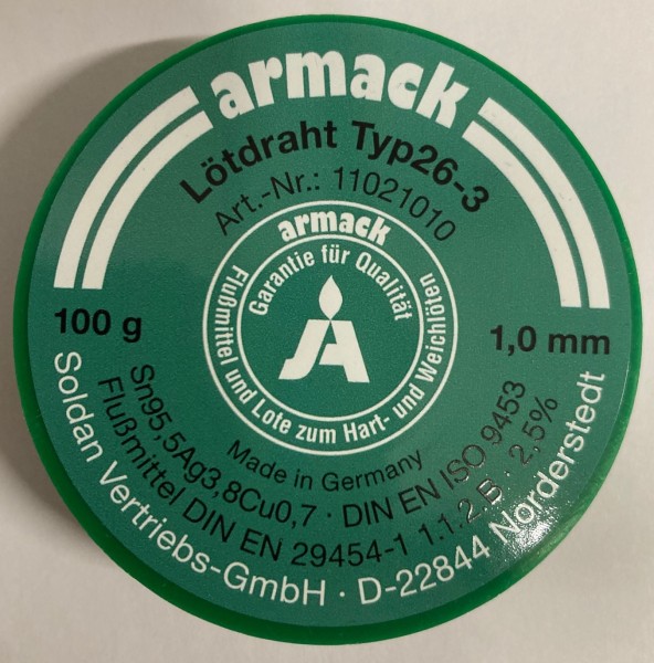 armack Lötdraht Typ26-3 Ø 1,0 mm - 100 g